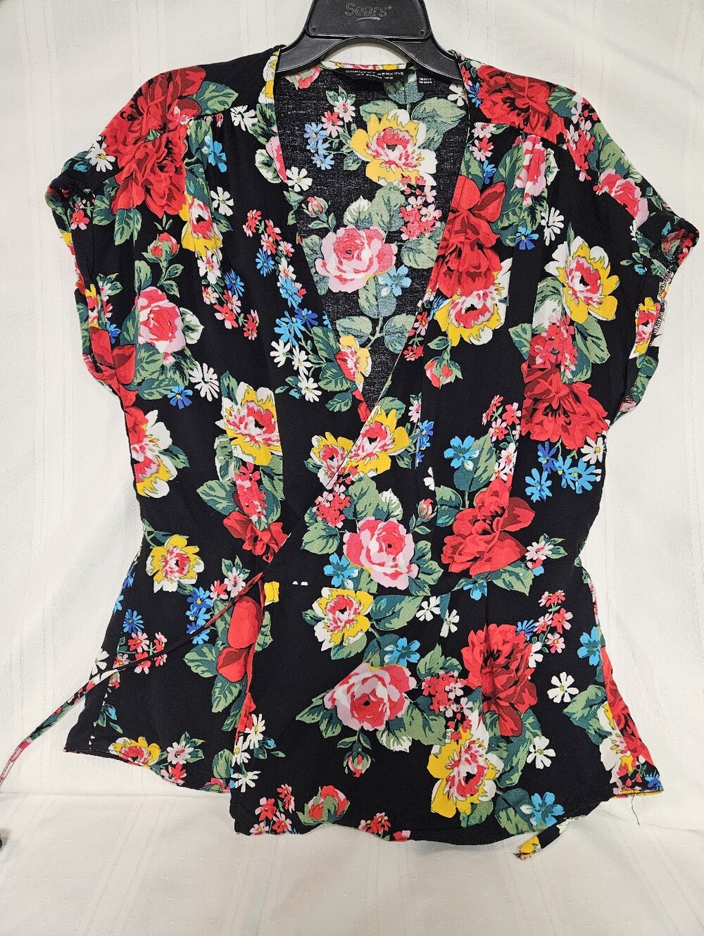 Dorothy Perkins Black Floral Top Front Tie
